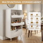 Foxemart White File Storage Cabinet & 4-Tier Multifunctional Storage, 51.1”Tall Storage Cabinet, Narrow Storage Cabinet for Home Office, Bathroom, Kitchen, Pantry, Living Room, Bedroom