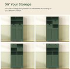 Iwell Bathroom Storage Cabinet with Adjustable Shelf, Storage Cabinet with Doors, Kitchen Pantry Storage Cabinets, Cupboard, for Living Room, Dining Room, Entryway, Green