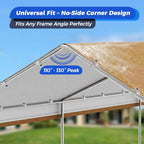 13x20 FT Carport Canopy Replacement Cover, Heavy Duty Car Garage Top Tent Shelter Tarp, Waterproof & UV Protected, Easy Installation with Ball Bungees, Beige (Frame Not Included)