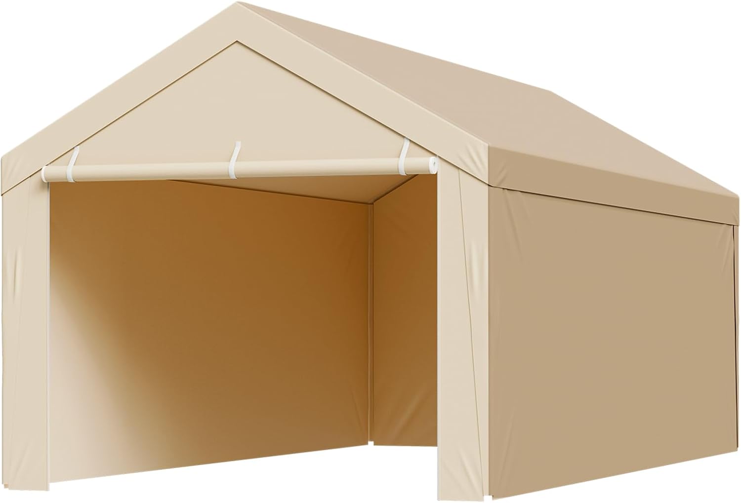 VEVOR Carport Replacement Canopy Cover, 10 x 20 ft Potable Garage Tent Top Tarp with Sidewalls, UV-Resistant & Waterproof, Heavy Duty Car Shelter Tarp with Ball Buggees, Beige, Frame Not Included