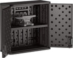 Suncast Commercial 4 Cubic Ft. Heavy-Duty Resin Wall Cabinet with Adjustable Metal-Reinforced Shelf, and Lockable Handles for Indoor and Outdoor Storage, Black, Made in the USA