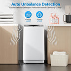 OLIXIS Portable Washing Machine, 7.7 lbs Full-Automatic Compact Laundry Washer, Stainless Steel Drum, 10 Wash Cycles, Auto-Balance Detection, LED Display, Mini Washer for Home, Apartment, Dorm, White
