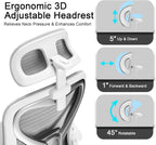 Ergonomic Office Chair for Back & Neck Pain Relief, Virgin Foam Seat, 2D Adjustable Lumbar & 3D Headrest, Tilt & Rock for Relaxation, Ideal for Long Sitting Comfort, Gray/Silver