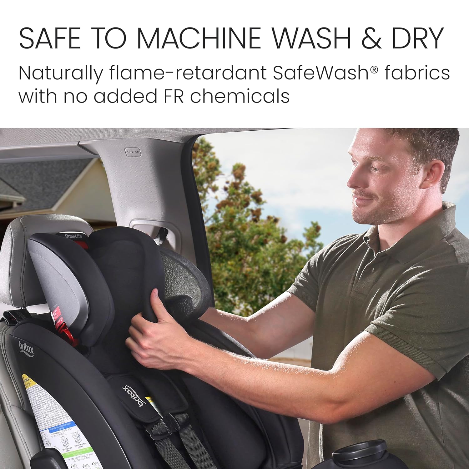 Britax One4Life All-in-One Car Seat, Up to 10 Years of Use, Rear Facing, Forward Facing, & Booster Modes, Extended Rear-Facing, ClickTight Installation & Breathable SafeWash Fabrics — Parchment