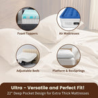 100% Linen Sheet Set Queen Size Extra Deep Pocket Fits 18-24 Inch Mattress, Breathable & Soft, Smooth 4-Piece Set for Thick Mattresses Hotel Luxury Bedding（Queen, Linen）