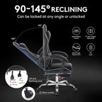 Gaming Chair Breathable Fabric,Computer Office Chair with Footrest,Massage Lumbar Support and Gel Pad,Ergonomic Reclining Adjustable Gamer Chair with Headrest and Spring Cushion Black