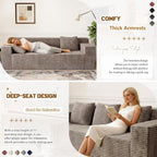 Kurhwyss 71" Corduroy Living Room Sofa, 3 Setaser Deep Seat Couch with 3 Lumbar Pillows, Comfy Boneless Sofa Modern Compressed Couch for Bedroom, Office, Apartment, No Assembly, Flat Armrests (Camel)