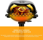 Electric BBQ Grill Techwood 15-Serving Indoor/Outdoor Electric Grill for Indoor & Outdoor Use, Double Layer Design, Portable Removable Stand Grill, 1600W (Stand Black BBQ Grills)