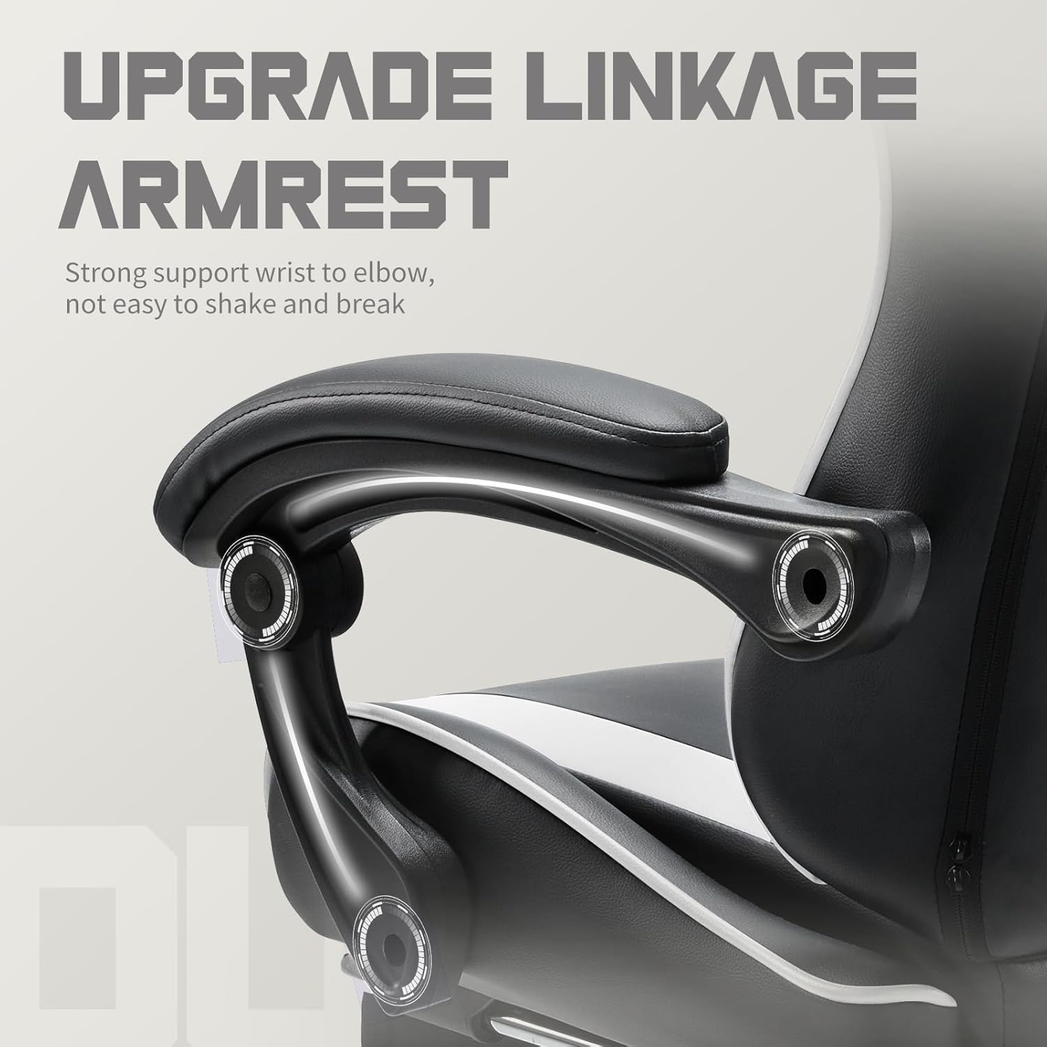 DUMOS Ergonomic Gaming Office Desk Chair with Footrest, Height Adjustable 360° Swivel Computer Video Game Chair with Headrest and Lumbar Support, Black White