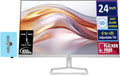 HP 24" 100Hz 300 Nits IPS FHD (1920x1080) Monitor (Replaces M24f) with Docztorm Hub USB Port Expander  Flicker-Free  Adjustable Tilt  1x HDMI 1.4  1x VGA  Black/Silver (2026 Latest Model)