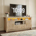 LIKIMIO TV Stand for TVs 65 inch, Entertainment Center with Power Outlet and Led Lights, TV Console with Storage Cabinets and Drawer, Farmhouse TV Stands for Living Room