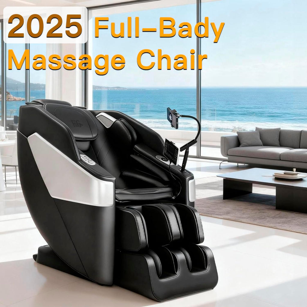F&G Massage Chair Full Body Zero-Gravity SL Track Massage Chair  5 Level Heating Function and Airbag Massage Foot Rollers Phone Charging