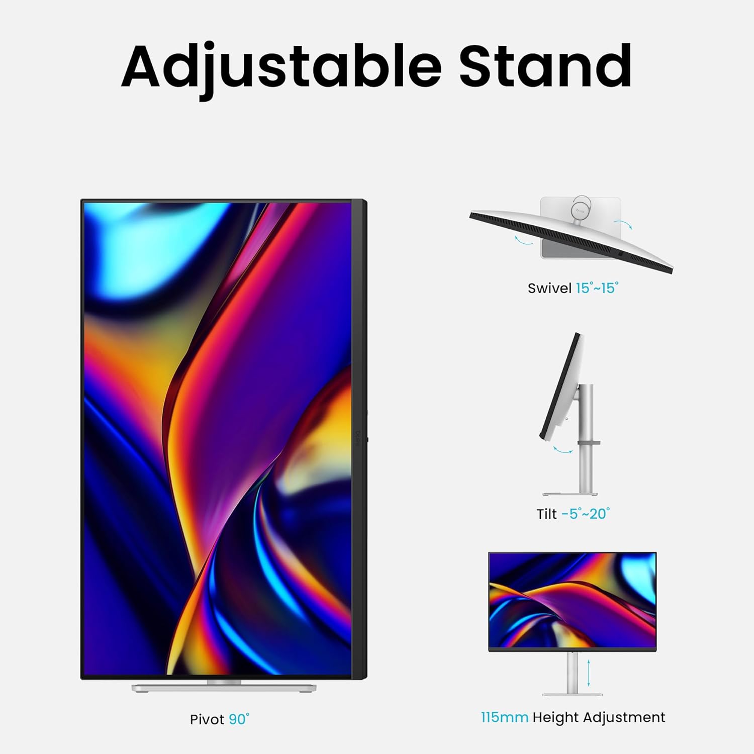 BenQ MA270U 27” 4K 3840x2160 Monitor for MacBook® Pro/Air  Dual USB-C  90W Power Delivery  Mac Color Match  USB Hub  Brightness & Volume Control on Mac  Height & Tilt Adjustable Stand  P3 Color Gamut
