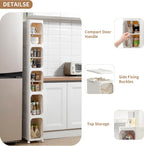 Narrow Bathroom Storage Cabinet with Wheels,5-Tier Plastic Slim Cabinets with Adjustable Shelves for Small Spaces,Bathroom, Kitchen, Cream White