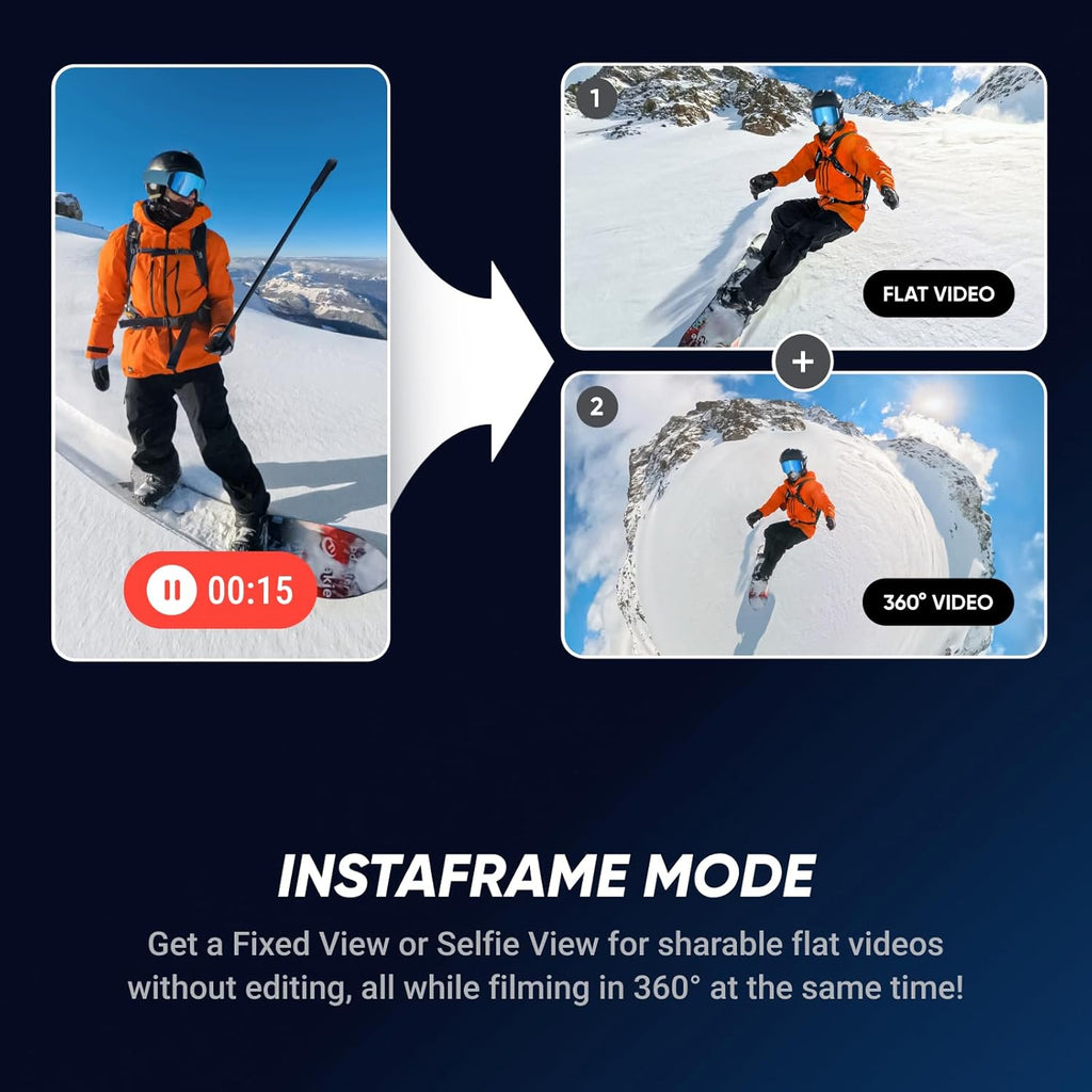 Insta360 X5 - Waterproof 8K 360° Action Camera  Leading Low Light  Invisible Selfie Stick Effect  Rugged and Replaceable Lens  3-Hour Battery  Built-in Wind Guard  Stabilization  Triple AI Chip Design