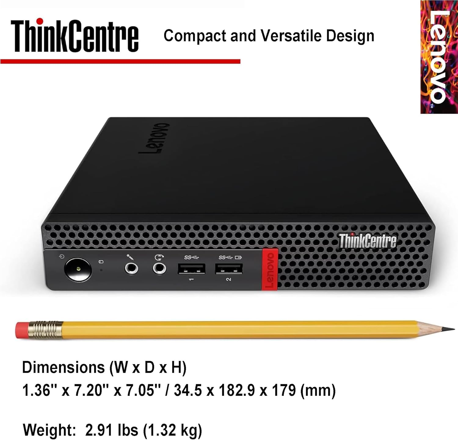 Lenovo ThinkCentre Micro Desktop  16GB DDR4 RAM  512GB SSD Drive  AMD Processor & Graphics  Dual-Display Support  Wi-Fi  Bluetooth  USB  RJ-45  Windows 11 Pro  Business-Grade  Home-Friendly