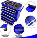 7 Drawers Rolling Tool Cart on Wheels, Multifunctional Organizer Tool Chest Tool Case, Trolley Tool Storage Tool Box for Workshop,Garage,Repair Shop (7 Drawers 24.2" W×12.9" D×29.9" H-Blue)