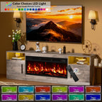 Fireplace TV Stand with 36" Fireplace Up to 80" TVs, 70" Entertainment Center with LED Lights, Remote Control, TV Media Console with Storage Cabinets for Living Room, Gray