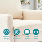 OLIXIS Comfy Accent Chair for Living Room Bedroom and Waiting Room, Upholstered Mid-Century Reading Chair with Pillow and Solid Wood Legs, Wide Singe Modern Lounge Sofa (Beige)
