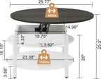 FABATO Round Lift Top Coffee Table with Storage and Hidden Compartment, 26.77'' Farmhouse Coffee Table for Living Room Reception Room, 2 Tier Small Round Coffee Table Circle Dining Table, White