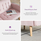 TYBOATLE 65" W Velvet Modern Convertible Folding Futon Couch Sofa Bed w/ 2 USB Charging Ports and arms, Loveseat for Compact Living Space, Dorm, Game Studio, Bonus Room, Apartment, Bedroom (Pink)