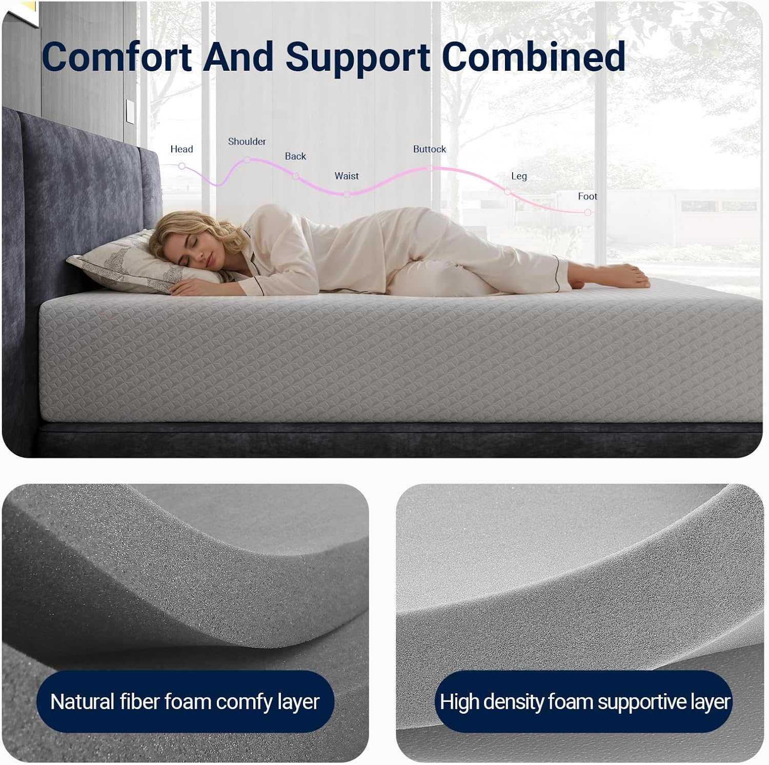 Avenco Queen Mattress 12 Inch, Queen Size Mattresses Medium Firm for Back Pressure Relief, Mattress in a Box CertiPUR-US Certified Foam Colchones