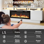 LEMBERI 70 Inches Fireplace TV Stand for TVs up to 80 Inches with 36'' Electric Fireplace & Remote, Modern Entertainment Center with Luxury LED Light,Woodeen TV Console for Living Room