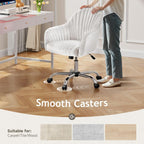 Warmiehomy Office Chair, Velvet Desk Chair for Home Office, Cozy Vanity Chair, Girl Cute Makeup Chair with Arm Rest for Bedroom Dressing Room (Cloud White)