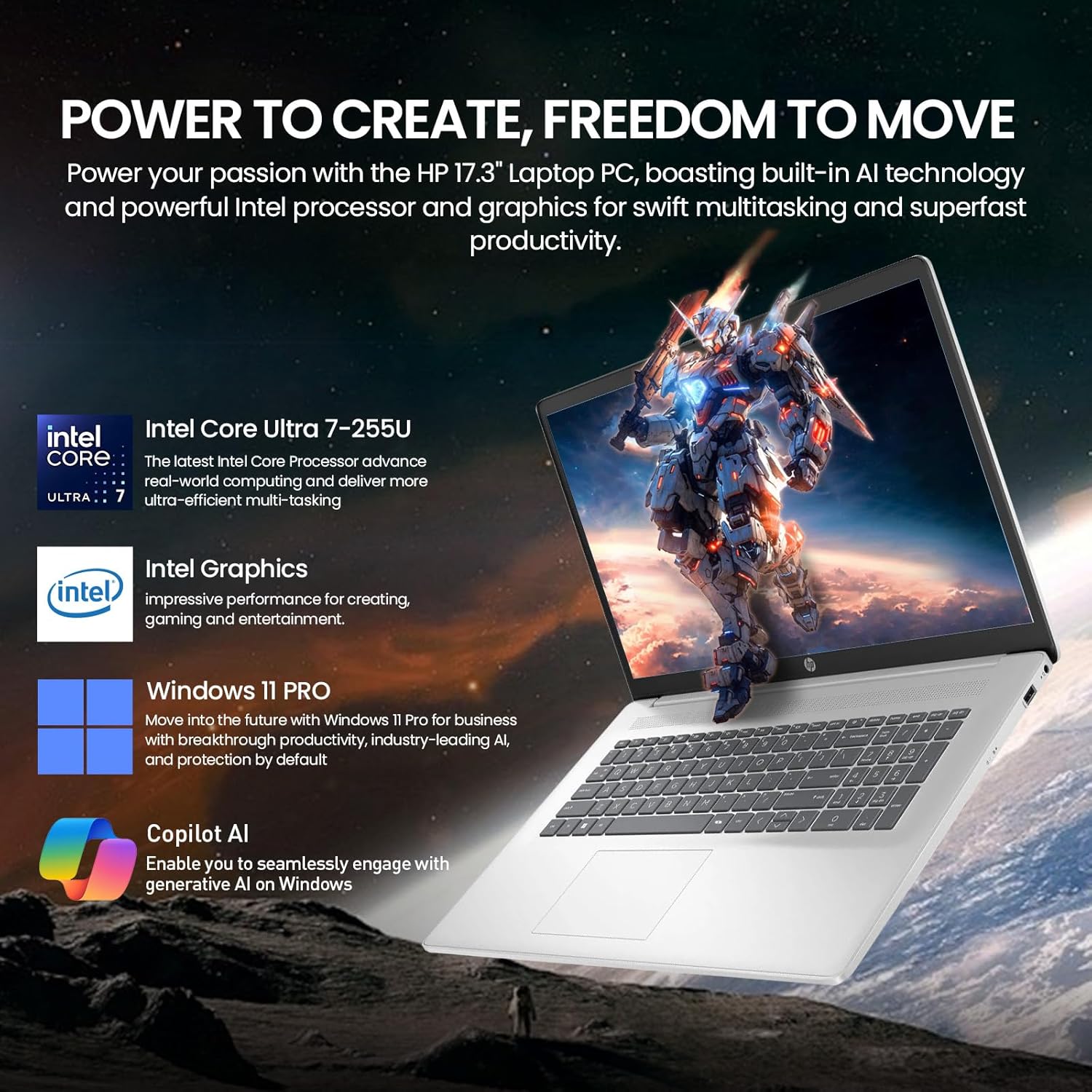 HP 2026 17 Inch Laptop Touchscreen Computer  17.3 HD+ IPS Touch Screen Business Laptop AI PC  15th Gen Intel Core Ultra 7(12-Core)  32GB DDR5 RAM 2TB SSD|Windows 11 Pro  10-Key Backlit Keyboard|WiFi6