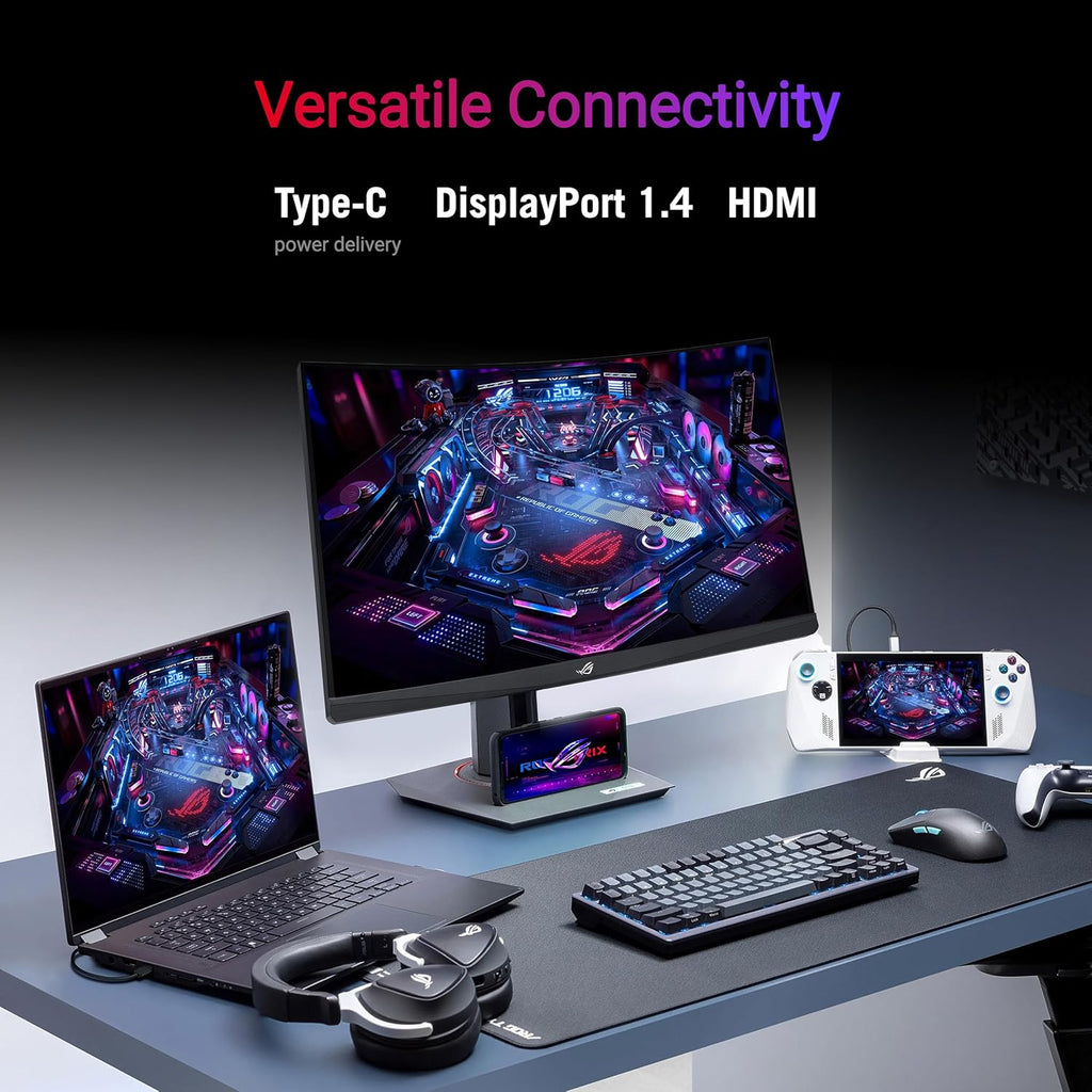 ASUS ROG Strix 32” 1440P USB-C Curved HDR Gaming Monitor (XG32WCS) - QHD  180Hz  1ms  Fast VA  Extreme Low Motion Blur Sync  FreeSync  DisplayWidget  Tripod Socket  AI Technology  3 yr Warranty