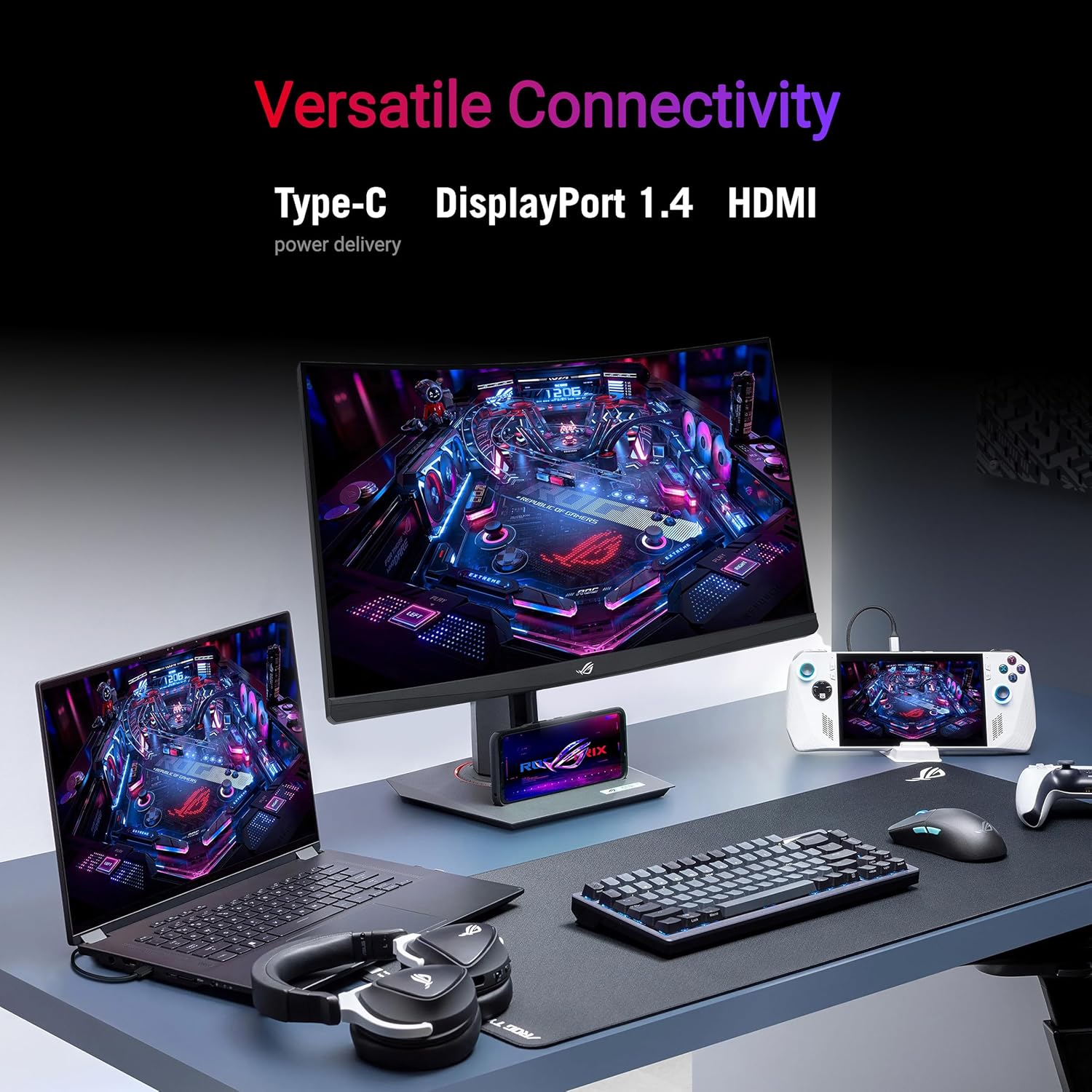 ASUS ROG Strix 32” 1440P USB-C Curved HDR Gaming Monitor (XG32WCS) - QHD  180Hz  1ms  Fast VA  Extreme Low Motion Blur Sync  FreeSync  DisplayWidget  Tripod Socket  AI Technology  3 yr Warranty