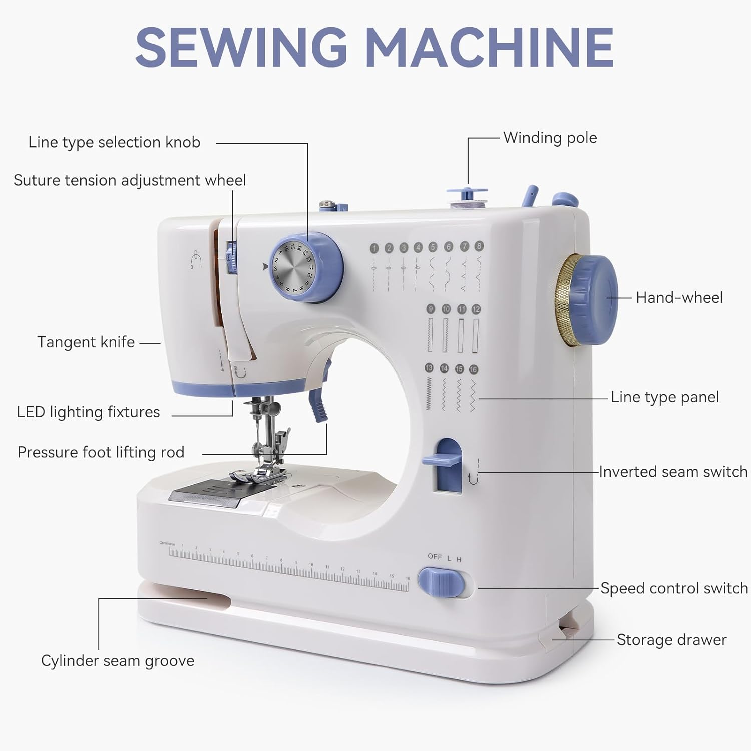Ninonly Sewing Machine for Beginners, Electric Sewing Machine with 16 Stitches, Foot Pedal and Accessories Kit for Home DIY Sew Projects, Purple
