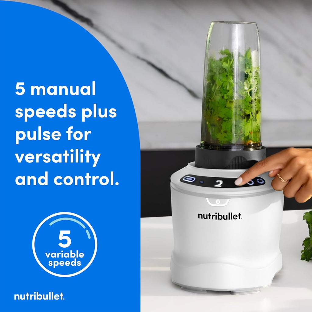 nutribullet SmartSense Blender Combo, 1400W, 64oz Pitcher, 32oz & 24oz Cups, 5-Speed, Smoothies, Ice and Frozen Fruit, Nut Milk, Soup, Matte White, NBF50700AW