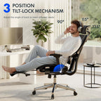 FLEXISPOT ErgoX Premium Ergonomic Office Chair with Footrest- Adjustable 3D Armrests, Dynamic Lumbar Support, Recline & Tilt Function, Mesh Seat, for Home & Office Use,Black