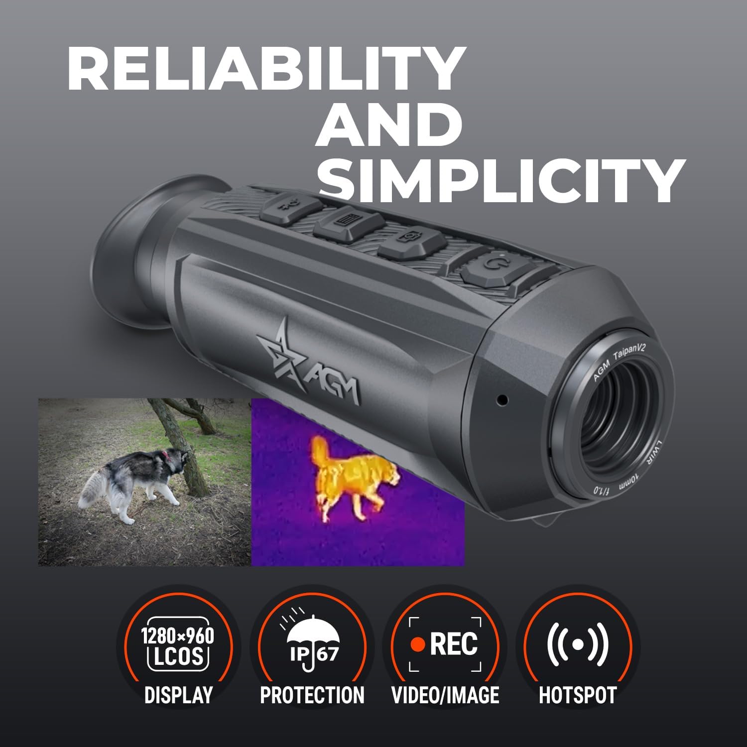 AGM Global Vision Taipan V2 Thermal Imaging monocular for Hunting with Advanced 12μm Sensor  Video Recording  WiFi  IP67 Waterproof