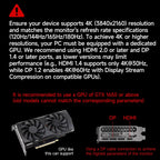 Gawfolk 27 Inch 4K Gaming Monitor IPS  UHD 3840 x 2160p 144Hz PC Computer Monitors IPS Screen for Home & Office  HDMI  DisplayPort  Wall Mount Compatible
