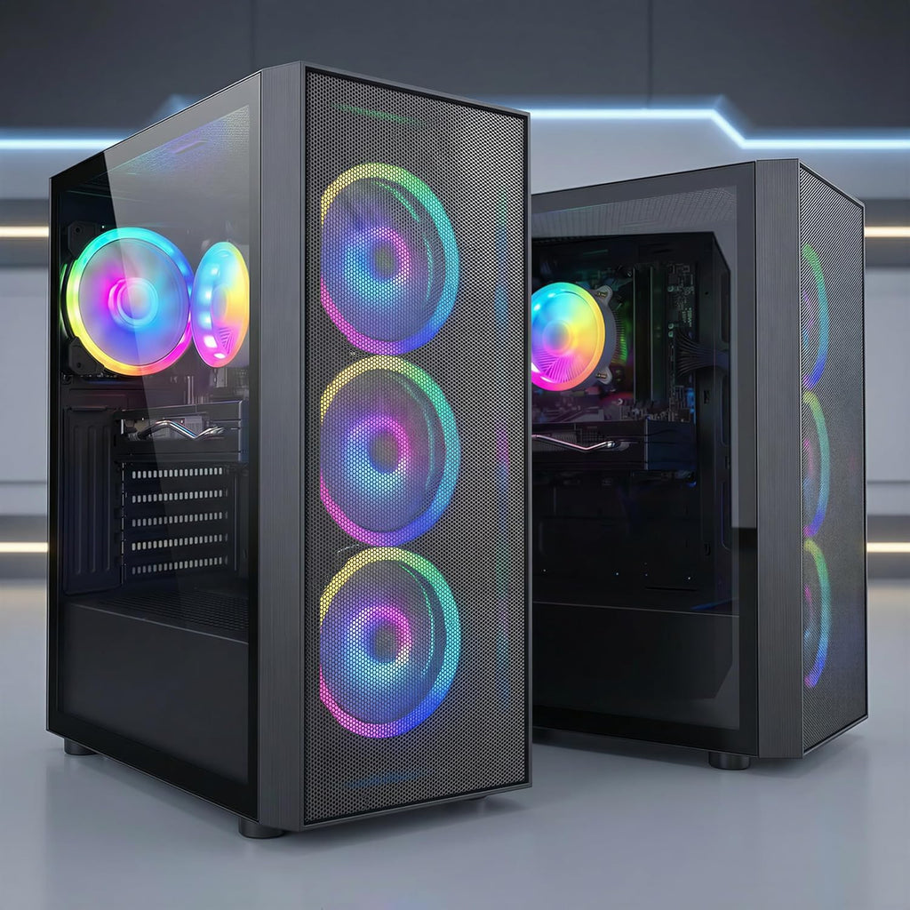 STGAubron Gaming PC Computer Desktop  Radeon RX 580 8G  Intel Core I7 8th up to 4.1GHz  16G DDR4  1T SSD  WiFi 6 & BT 5.2  RGB Fan x4  Windows 11 Home