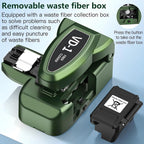 One-Step Fiber optic Cleaver VD-1 automatic Optical Fiber Cutter tool with 3-in-1 Clamp, 28-Position Blade, Detachable waste fiber box for Splicing & Cold Connection, FTTH Telecom & CATV Installation