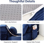 Folding Sofa Bed with Pillow, Convertible Sleeper Chair, Comfy Floor Futon Couch Mattress Lounge Sofa for Adults Portable Fold Out Chair Bed for Living Room Bedroom, Single, Navy Blue