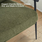 2PCS Green Accent Chair Set of 2 Chenille Mid Century Modern Armchair with Upholstered Soft Cushion for Living Room,Lounge,Bedroom,Wood-Grain Metal Armrest Legs