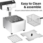 Commercial Deep Fryer with Basket, 1700w 11.6Qt 0.6mm Thickened Stainless Steel Countertop Electric Fryer for Home and Commercial Use, Oil Fryer with Double Overheat Protection