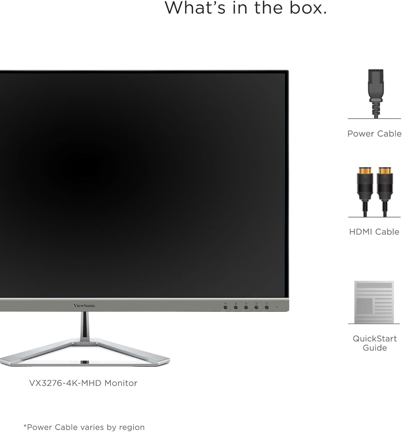 ViewSonic VX3276-4K-MHD 32 Inch 4K UHD Monitor with Ultra-Thin Bezels  HDR10 HDMI and DisplayPort for Home and Office