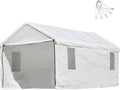 10x20 ft Carport Replacement Canopy Cover with Enclosure Kit - Heavy-Duty Waterproof Polyethylene Tarp with UV Protection, Easy Install Shelter Top with Sidewalls & Windows (Frame NOT Included)