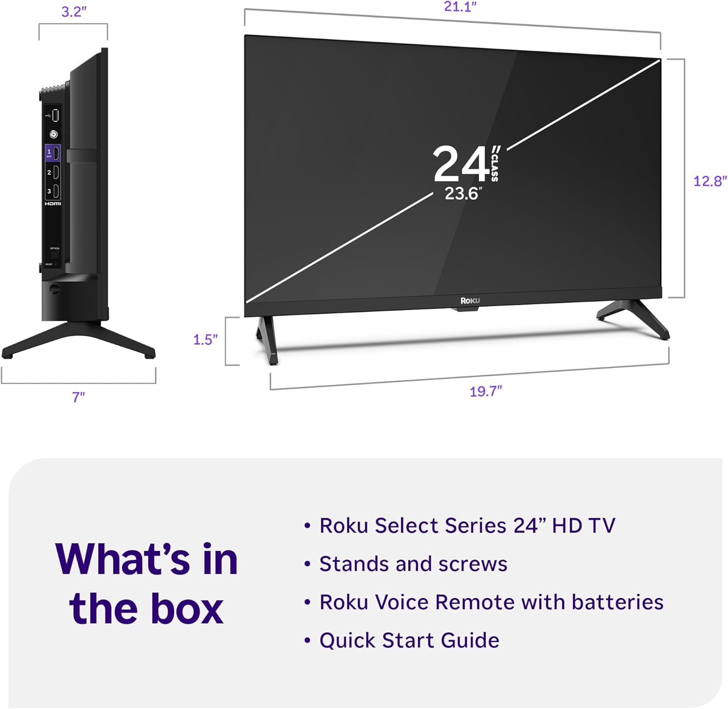 Roku Smart TV – 24-Inch Select Series, 720p HD TV – Roku TV with Voice Remote – Flat Screen LED Television with Wi-Fi for Streaming Live Local News, Sports, Family Entertainment