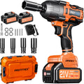 Protmex Cordless Impact Wrench, 900Ft-lbs (1200N.m) 1/2" Brushless Impact Gun, 21V High Torque Power Impact Driver, 2x4.0Ah Batteries Electric Impact Motor Variable Speeds for Car/Pickup Truck/Mower