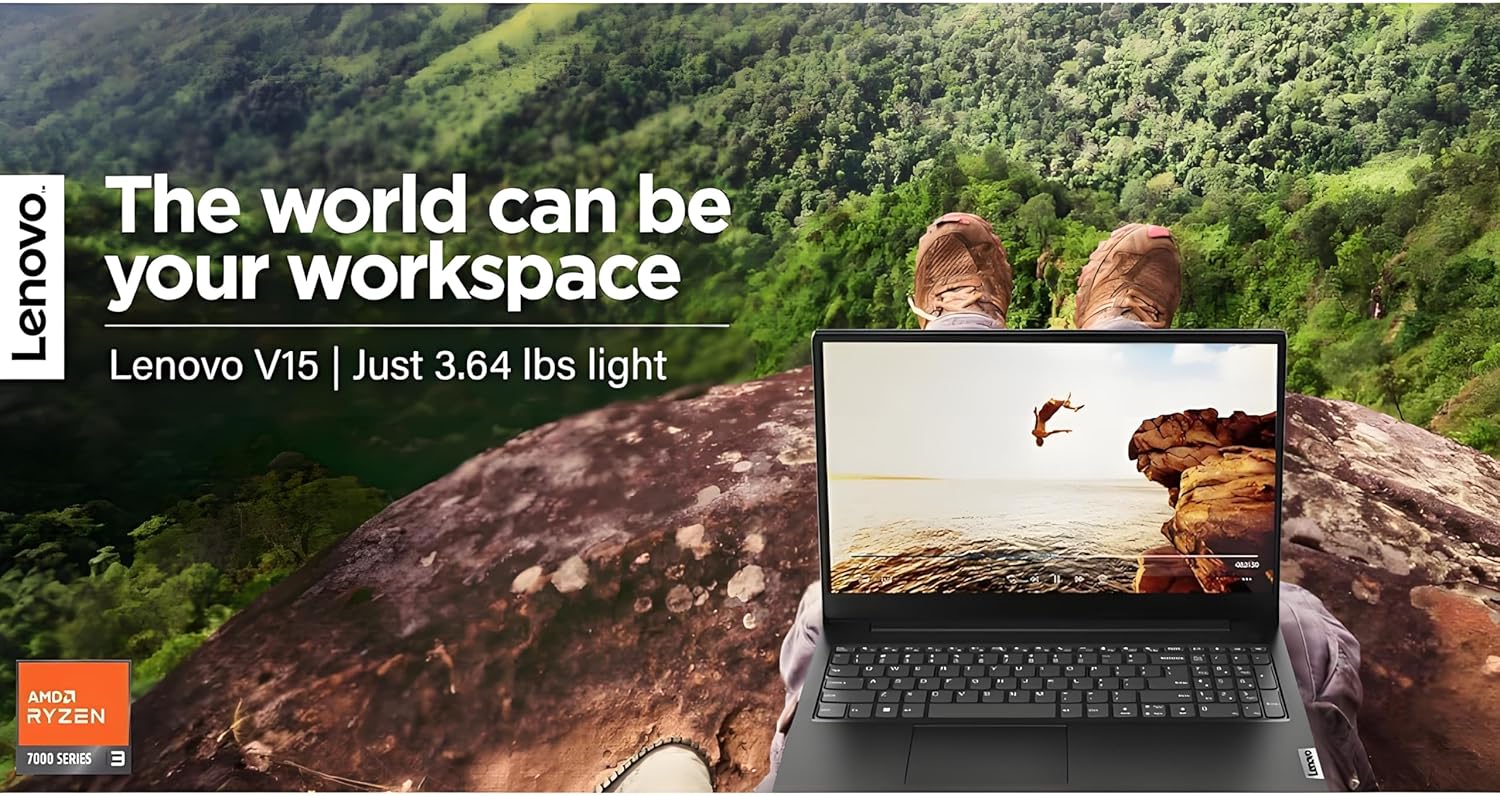 Lenovo 2026 New V15 Laptop for Student & Business  Powerful AMD Ryzen 3 7320U (Beat i7-1065G7)  15.6 inch FHD  16GB RAM  256GB SSD  Ethernet Port RJ-45  Windows 11 Pro  Long Battery Life  No Mouse