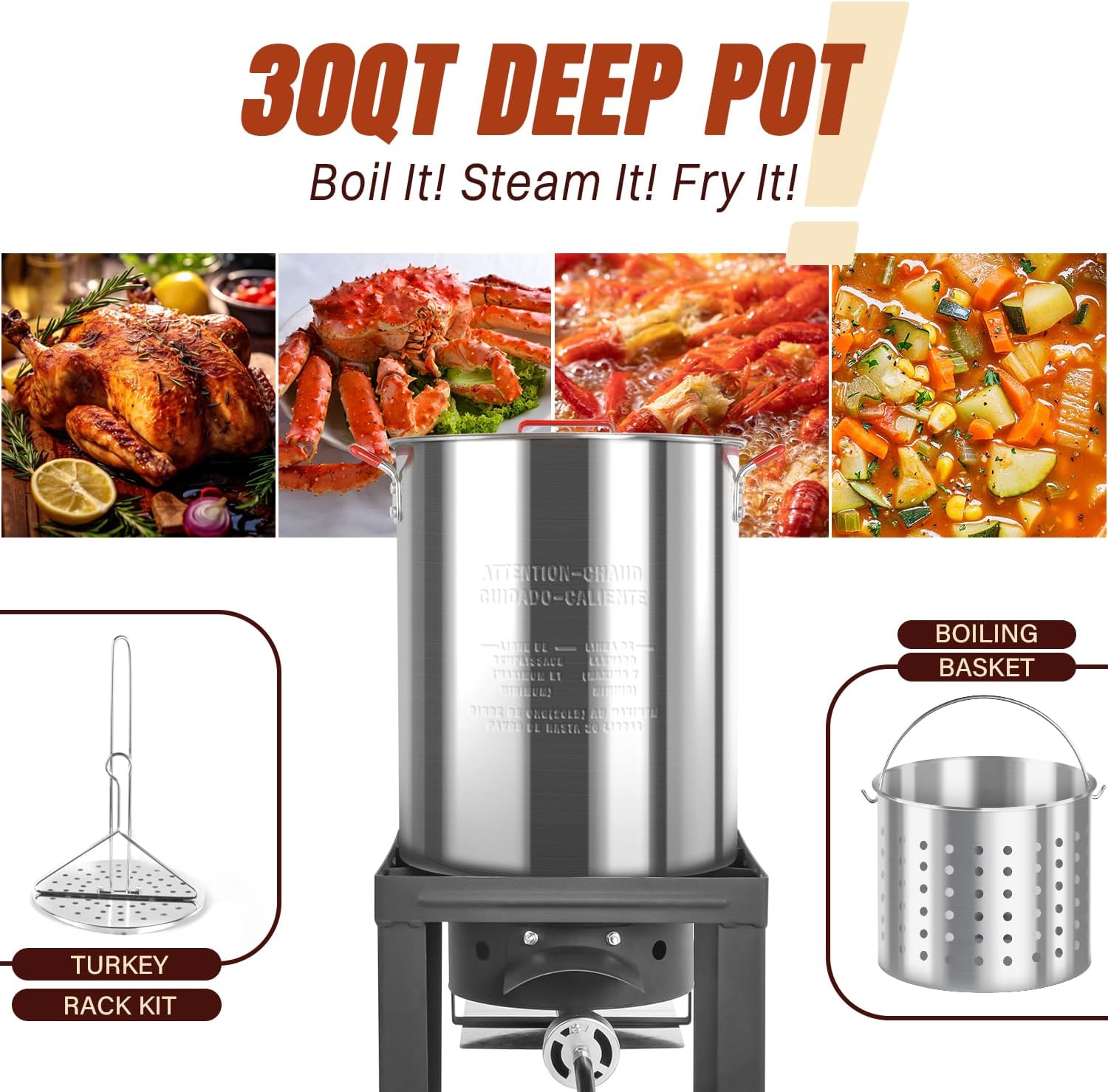30QT Turkey Fryer & 10QT Fish Fryer Kit, Waterproof Cover & 12-inch Skimmer, 55,000BTU Propane Burner Stove, Aluminum Turkey Fryer Pot, Outdoor Deep Fryer, Crawfish Boiler with Basket