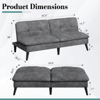 SUNLEI Small Futon Sofa Bed, Folding Futon Bed Sleeper Couch Recliner for Living Room, Convertible Cloud Sofa Couch with Adjustable Backrest for Apartment & Office Velvet, Parloma