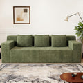 Kurhwyss 71" Corduroy Living Room Sofa, 3 Setaser Deep Seat Couch with 3 Lumbar Pillows, Comfy Boneless Sofa Modern Compressed Couch for Bedroom, Office, Apartment, No Assembly, Flat Armrests (Green)
