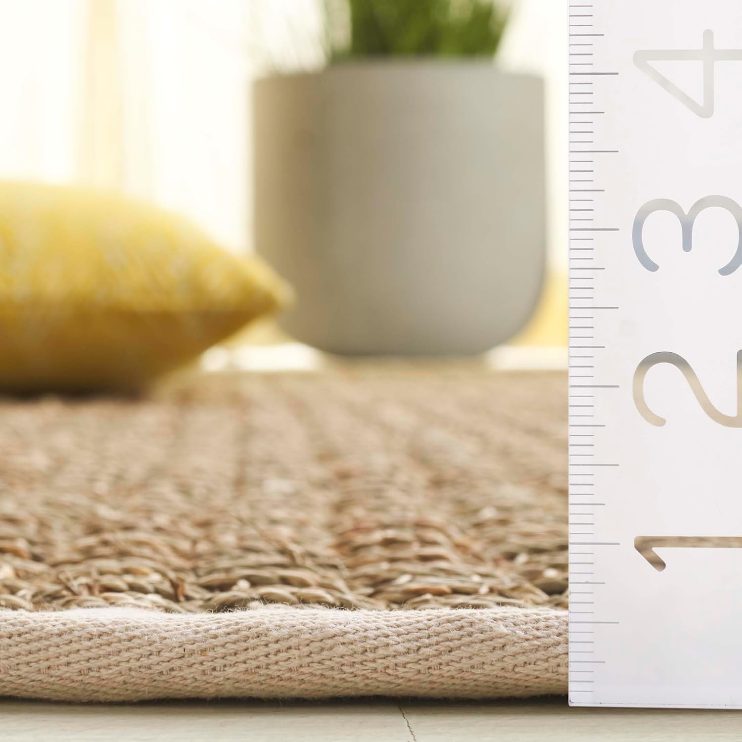 SAFAVIEH Area Rug 9x12 - Natural Fiber Collection - Large - Natural & Ivory, Seagrass, Basketweave Pattern with Border (NF114J)